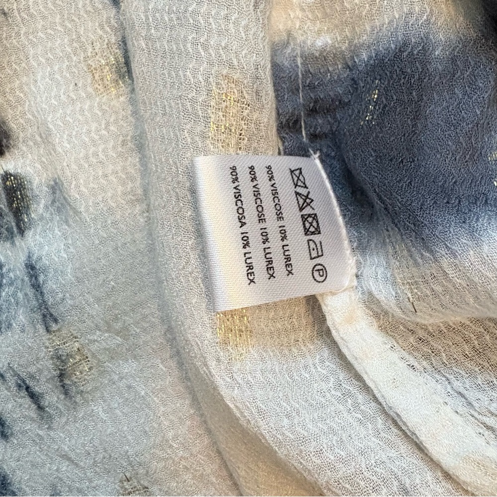 Anthropologie Vada Gold Shimmer Tie Dye Navy & White Cocoon Kimono One Size - Picture 7 of 10